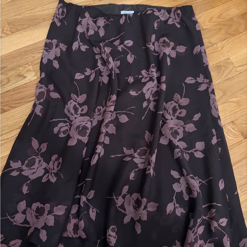 liz & co. Black and Purple Floral midi skirt